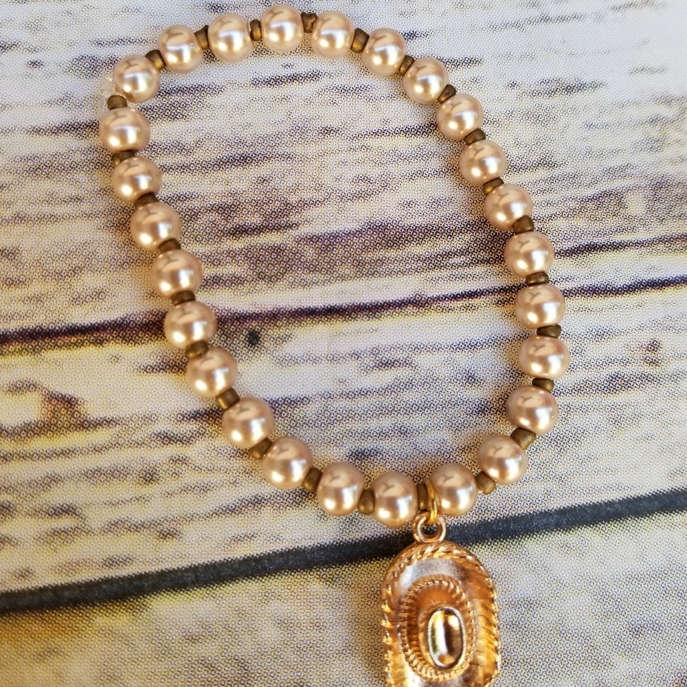 Bronze pearls cowgirl bracelet